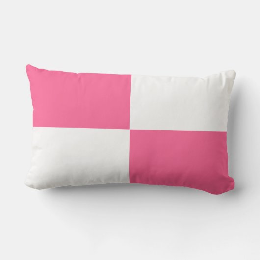 ピンクと白の市松模様に板模様 ランバークッション (裏面)