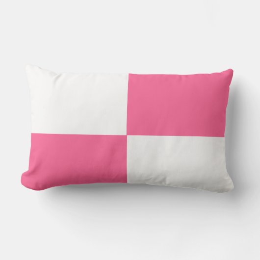 ピンクと白の市松模様に板模様 ランバークッション (正面)