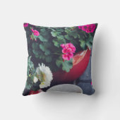 ピンクと白の庭ゼラニウムの花 クッション (裏面)