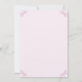 ピンクと白の弓の最初の聖なる聖餐式 招待状 (裏面)