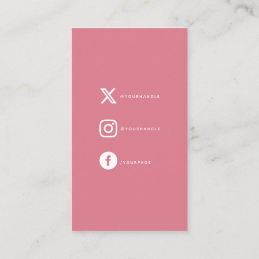 ピンクと白の愛のハート社会的リンクで作られた エンクロージャーカード (裏面)