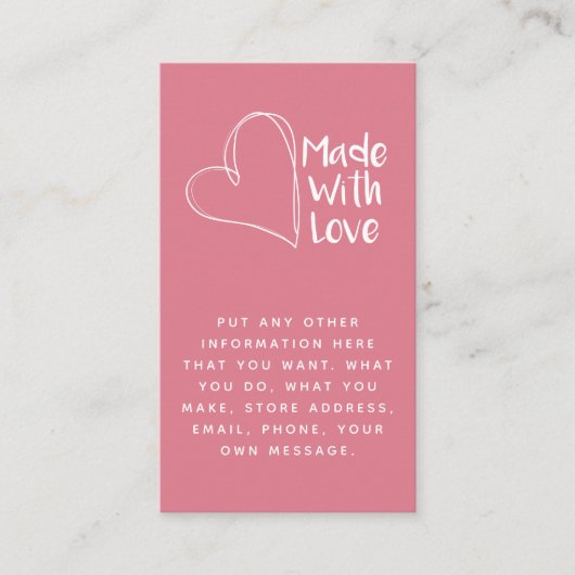 ピンクと白の愛のハート社会的リンクで作られた エンクロージャーカード (正面)