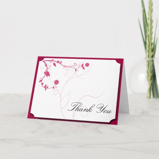 ピンクと白の愛の鳥たちに感謝 サンキューカード (正面)