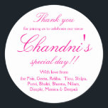 ピンクと白の感謝を表すステッカー ラウンドシール<br><div class="desc">ピンクと白とピンクの感謝を表すステッカー</div>