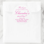 ピンクと白の感謝を表すステッカー ラウンドシール (バッグ)