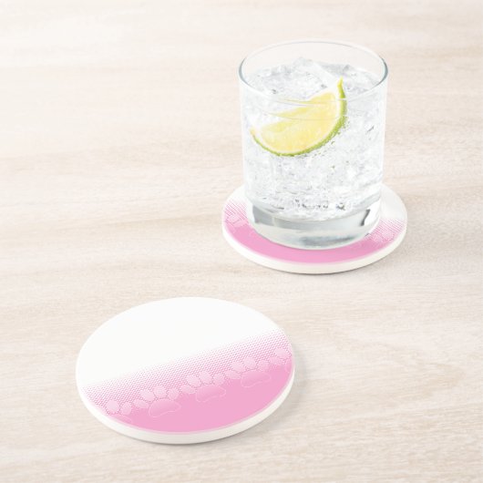 ピンクと白の手と新聞社の背景 コースター (側面)