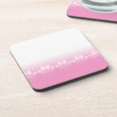 ピンクと白の手と新聞社の背景 コースター (左側)