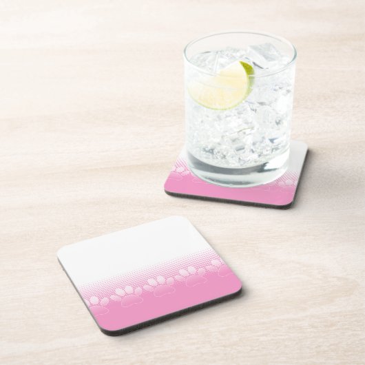 ピンクと白の手と新聞社の背景 コースター (右側)