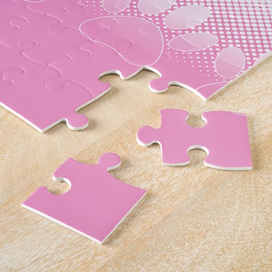 ピンクと白の手と新聞社の背景 ジグソーパズル (側面)