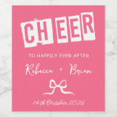 ピンクと白の手描き弓のスケッチ結婚ズ ワインラベル (シングルラベル)