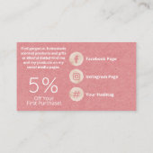 ピンクと白の手製石鹸とろうそく 名刺 (裏面)