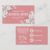 ピンクと白の手製石鹸とろうそく 名刺 (正面/裏面)