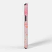 ピンクと白の抽象画 iPhoneケース (右側面)