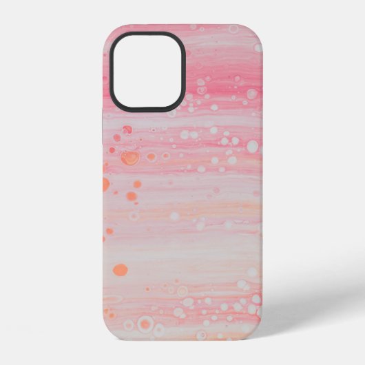 ピンクと白の抽象画 iPhoneケース (裏面)