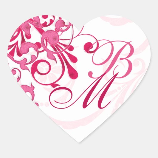 ピンクと白の抽象芸術フローラ封筒用シール ハートシール (正面)