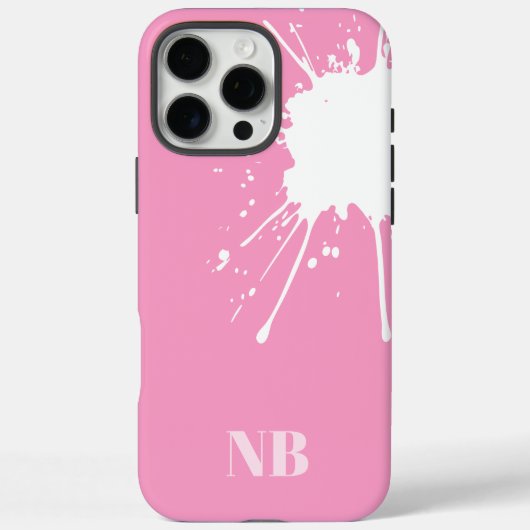 ピンクと白の抽象芸術モノグラム名イニシャル Case-Mate iPhoneケース (裏面)