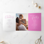 ピンクと白の抽象芸術結婚アートの儀式 三つ折りプログラム (内部)