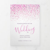 ピンクと白の抽象芸術結婚アートの儀式 三つ折りプログラム (カバー)