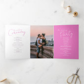 ピンクと白の抽象芸術結婚アートの儀式 三つ折りプログラム (内部)