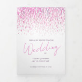 ピンクと白の抽象芸術結婚アートの儀式 三つ折りプログラム (カバー)