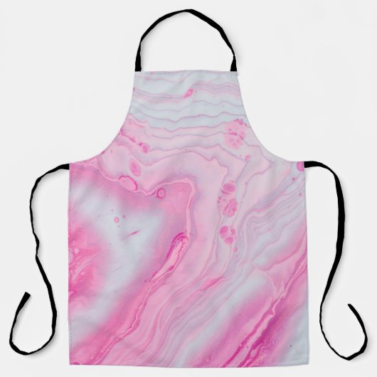 ピンクと白の抽象芸術絵画の エプロン (正面)