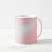ピンクと白の抽象芸術絵画の コーヒーマグカップ (正面右)
