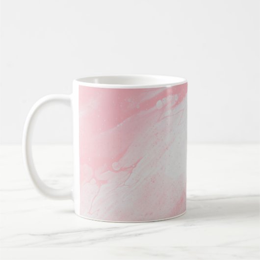 ピンクと白の抽象芸術絵画の コーヒーマグカップ (左)