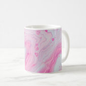 ピンクと白の抽象芸術絵画の コーヒーマグカップ (正面右)