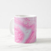 ピンクと白の抽象芸術絵画の コーヒーマグカップ (正面左)