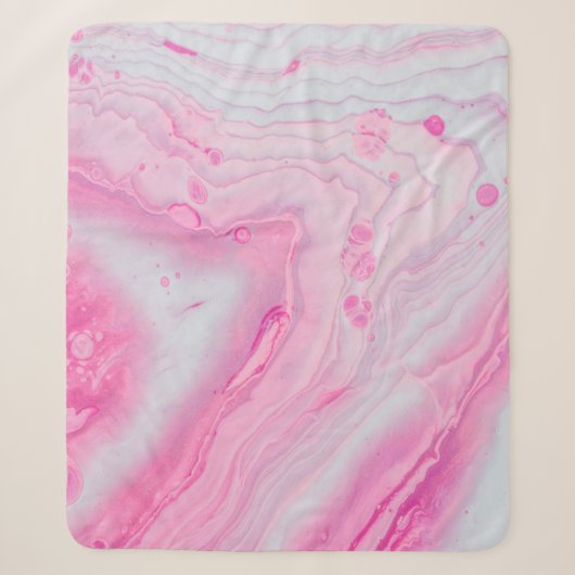 ピンクと白の抽象芸術絵画の シェルパブランケット (正面)