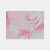 ピンクと白の抽象芸術絵画の フリースブランケット (正面(横))