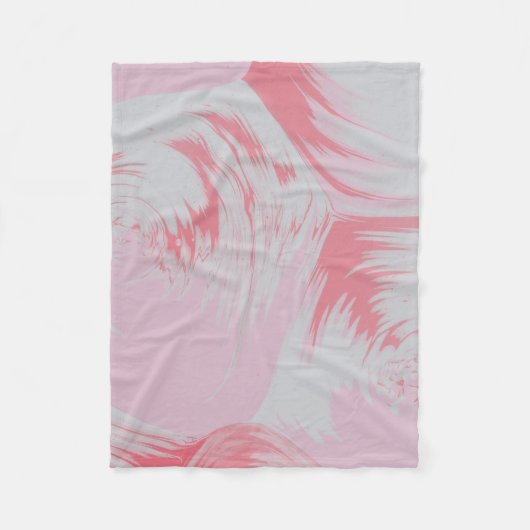 ピンクと白の抽象芸術絵画の フリースブランケット (正面)