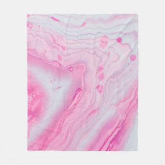 ピンクと白の抽象芸術絵画の フリースブランケット