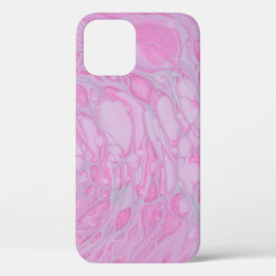 ピンクと白の抽象芸術絵画2 iPhone 12ケース