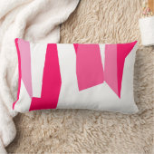 ピンクと白の抽象芸術 ランバークッション (ブランケット)