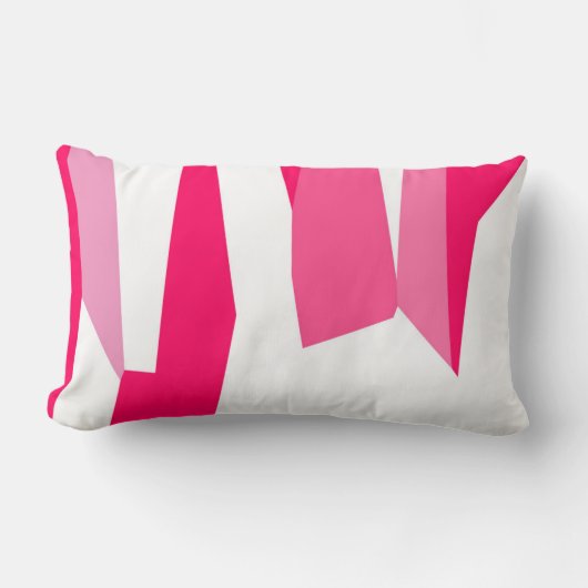 ピンクと白の抽象芸術 ランバークッション (正面)