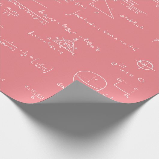 ピンクと白の数学式と方程式 ラッピングペーパー (角)