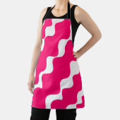 ピンクと白の斜め波パターン エプロン (インサイチュ)