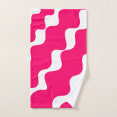 ピンクと白の斜め波パターン バスタオルセット (ハンドタオル)