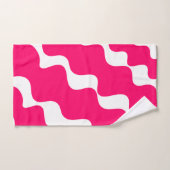 ピンクと白の斜め波パターン バスタオルセット (ハンドタオル)
