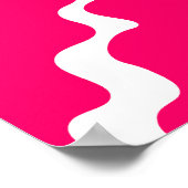 ピンクと白の斜め波パターン ポスター (角)