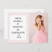 ピンクと白の星誕生日ありがとう ポストカード (正面/裏面)