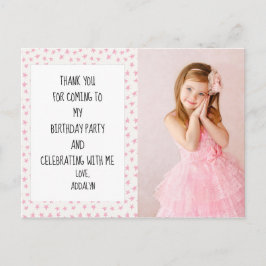 ピンクと白の星誕生日ありがとう ポストカード