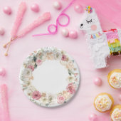 ピンクと白の春フローラ紙プレート ペーパープレート (パーティー)