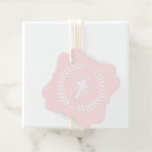 ピンクと白の月桂樹と十字架の宗教的 フェイバータグ (インサイチュ)