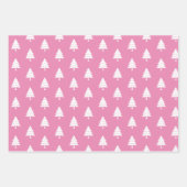 ピンクと白の木メリークリスマスホリデー ラッピングペーパーシート (正面2)