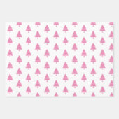 ピンクと白の木メリークリスマスホリデー ラッピングペーパーシート (正面)