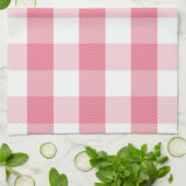 ピンクと白の格子柄のキッチンタオル キッチンタオル (折り畳み)