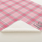 ピンクと白の格子模様の名前モノグラム | シェルパブランケット (3/4)
