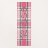 ピンクと白の格子模様の名前モノグラム | ヨガマット (正面)